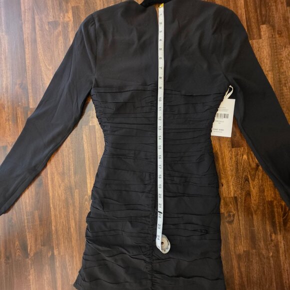 Ronny Kobo Dress Womens XS Black Silk Blend Adelheid Ruched Bodycon Long Sleeve - Picture 11 of 14